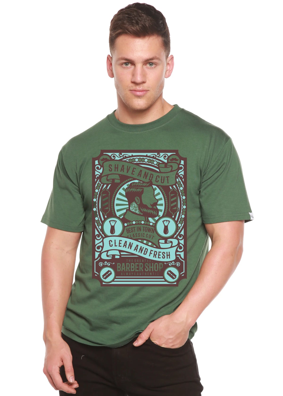 Shave and Cut Spun Bamboo® Men's Bamboo Viscose/Organic Cotton Short Sleeve Graphic T-Shirt Spun Bamboo