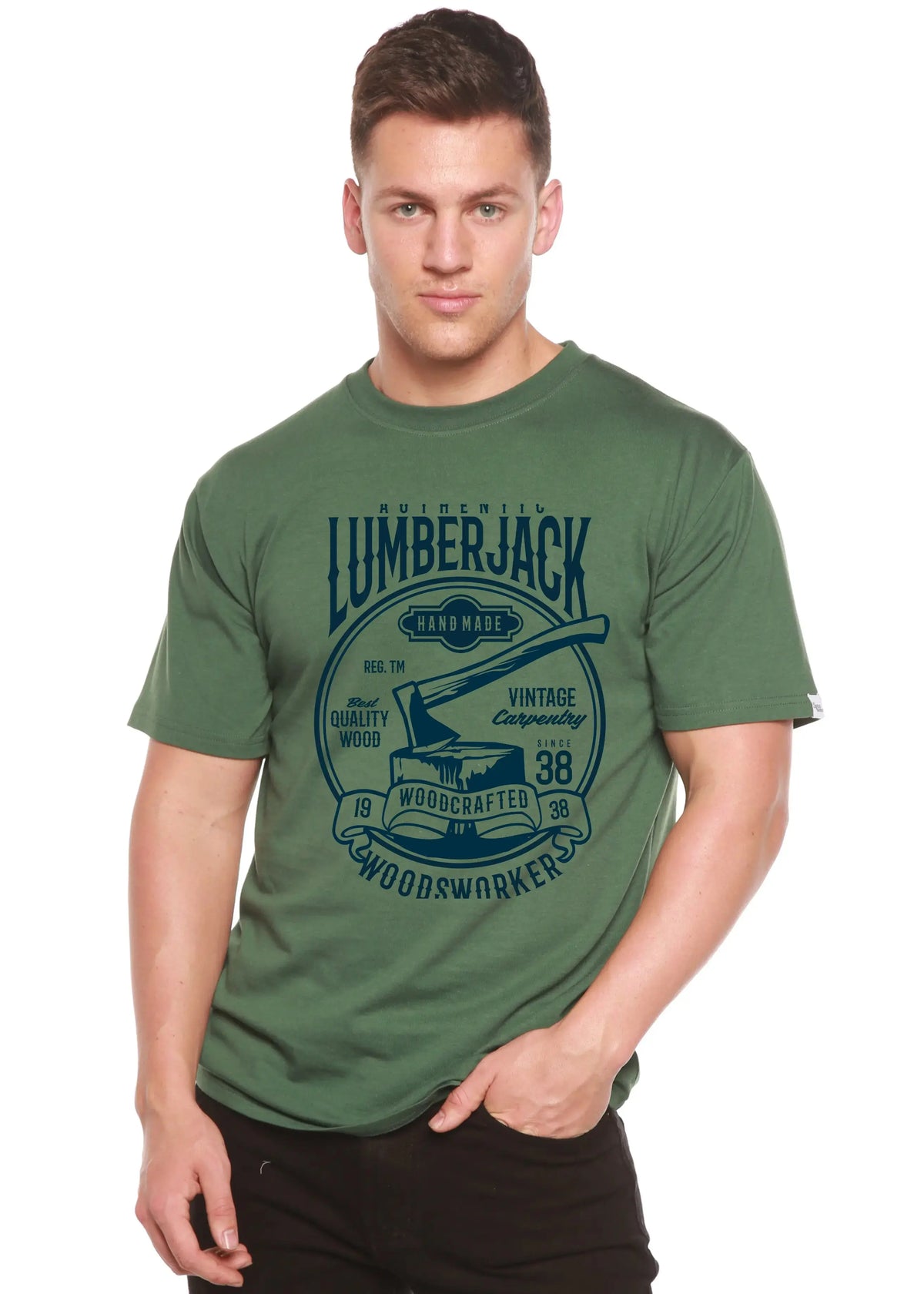 Authentic Lumberjack Men's Bamboo Viscose/Organic Cotton Short Sleeve Graphic T-Shirt Spun Bamboo