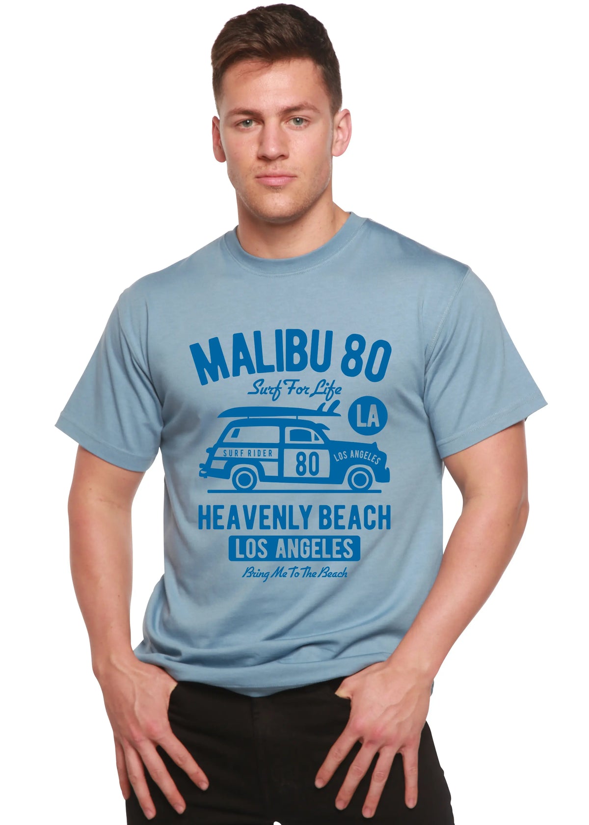 Malibu 80 Men's Bamboo Viscose/Organic Cotton Short Sleeve Graphic T-Shirt Spun Bamboo