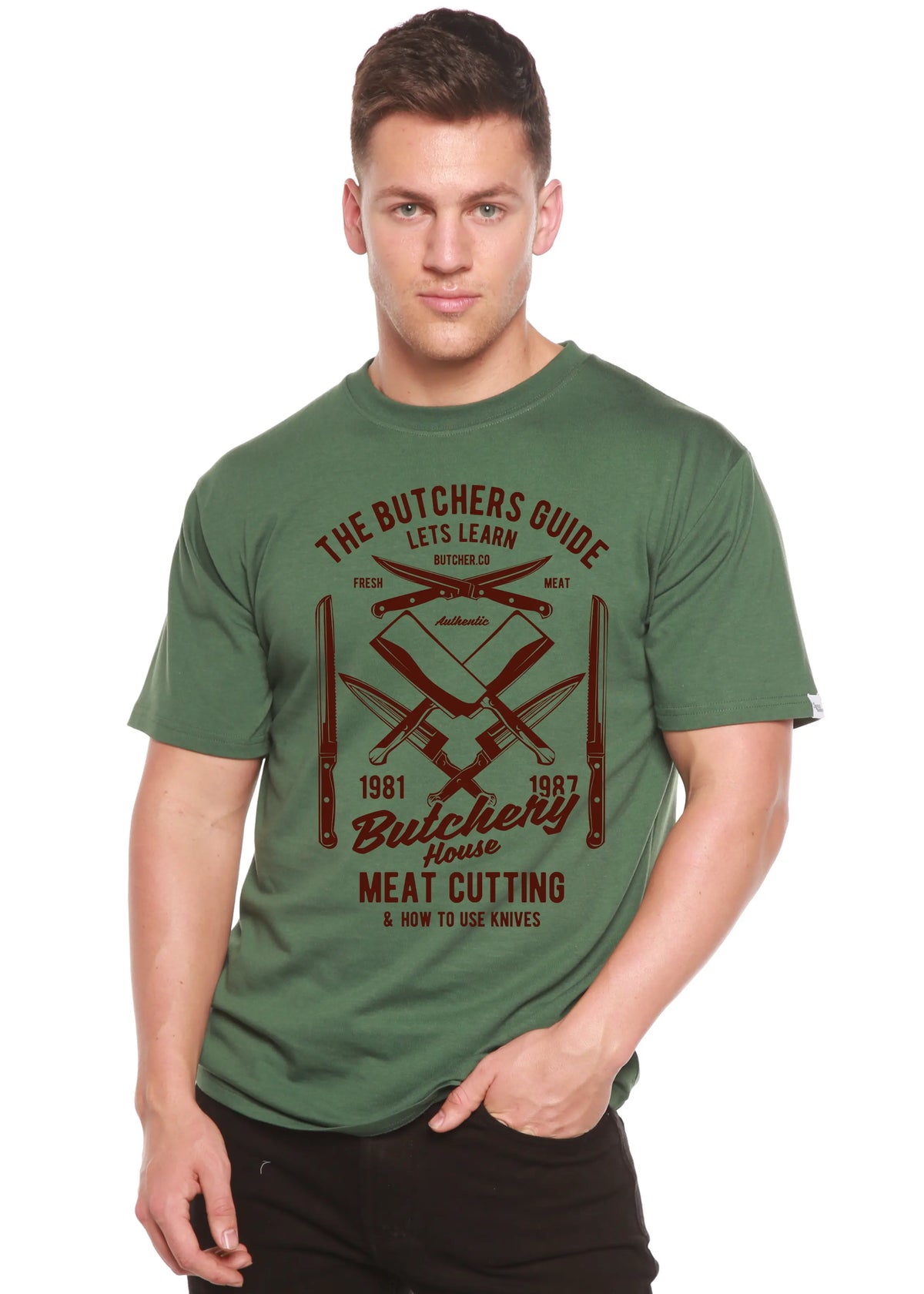 Butchery House Men's Bamboo Viscose/Organic Cotton Short Sleeve Graphic T-Shirt Spun Bamboo