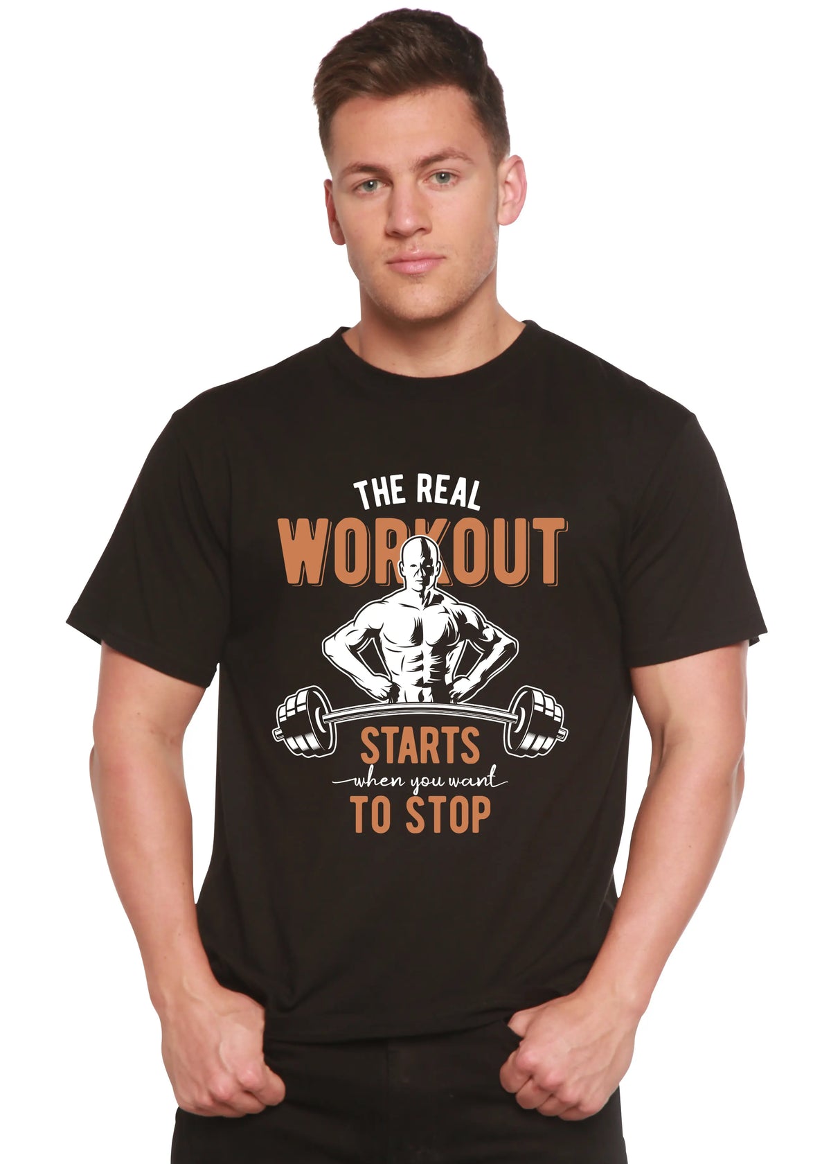 The Real Workout Men's Bamboo Viscose/Organic Cotton Short Sleeve Graphic T-Shirt Spun Bamboo