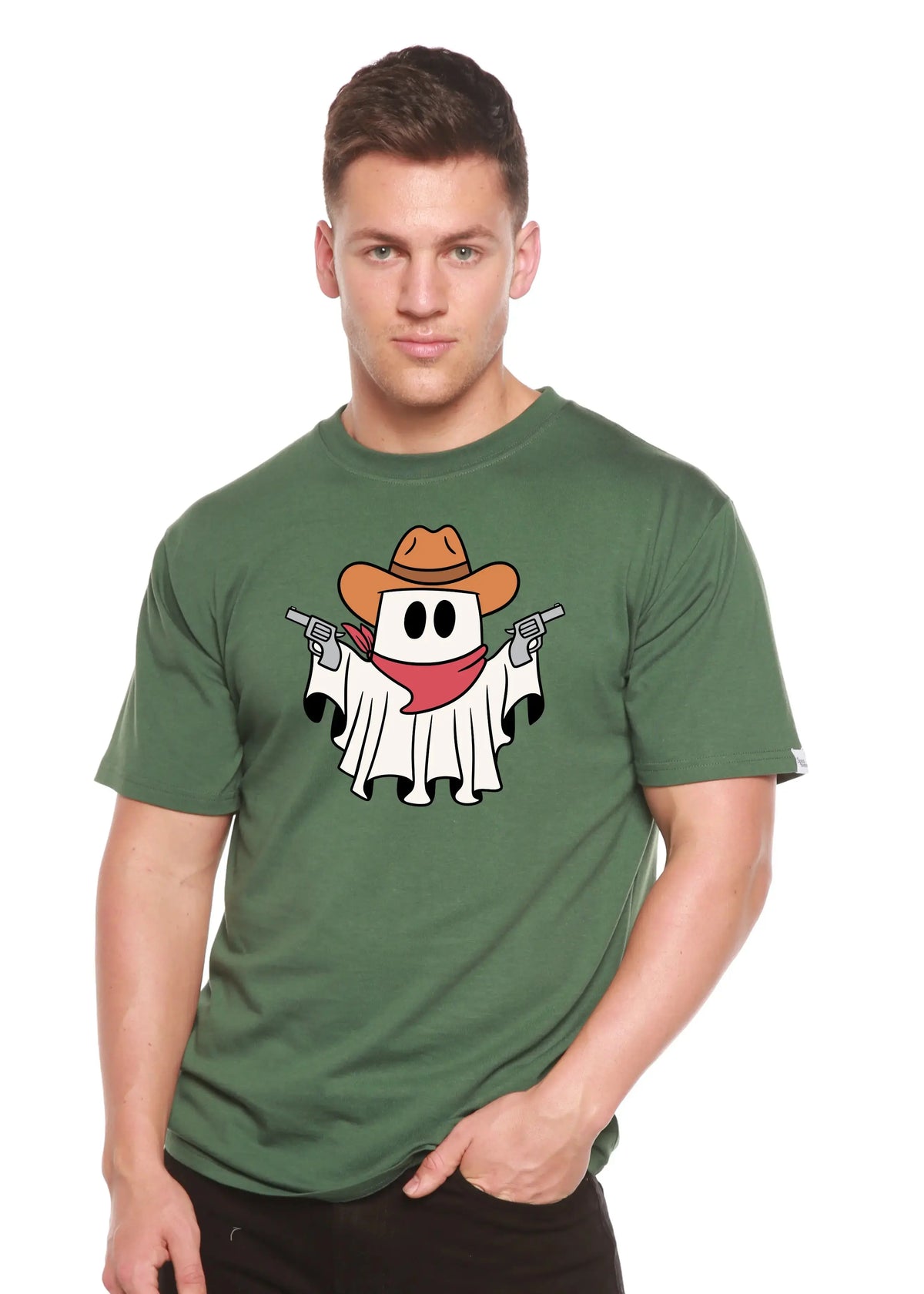 Cowboy Ghost Unisex Bamboo Viscose/Organic Cotton Short Sleeve Graphic T-Shirt Spun Bamboo