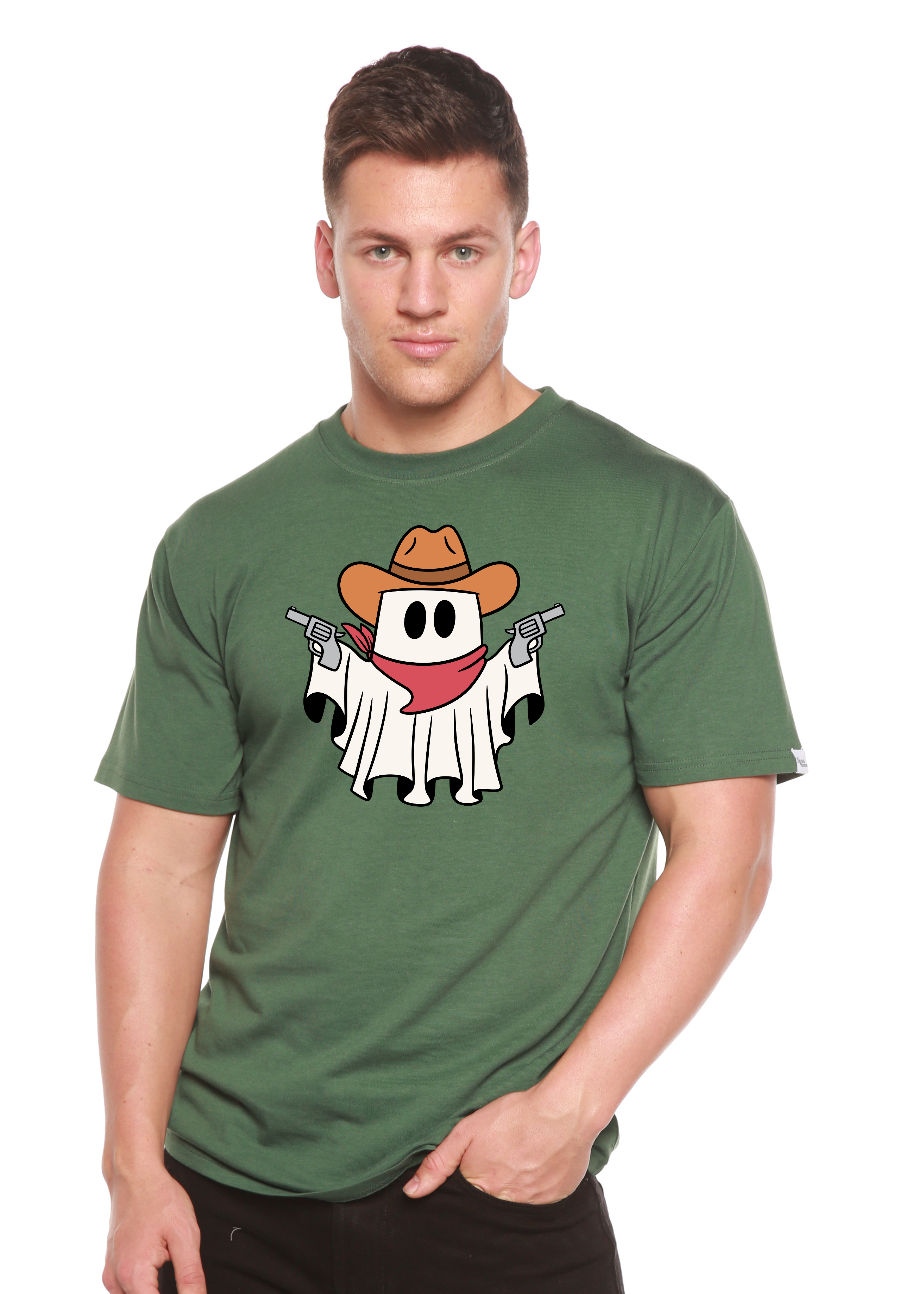 Cowboy Ghost Unisex Bamboo Viscose/Organic Cotton Short Sleeve Graphic T-Shirt Spun Bamboo