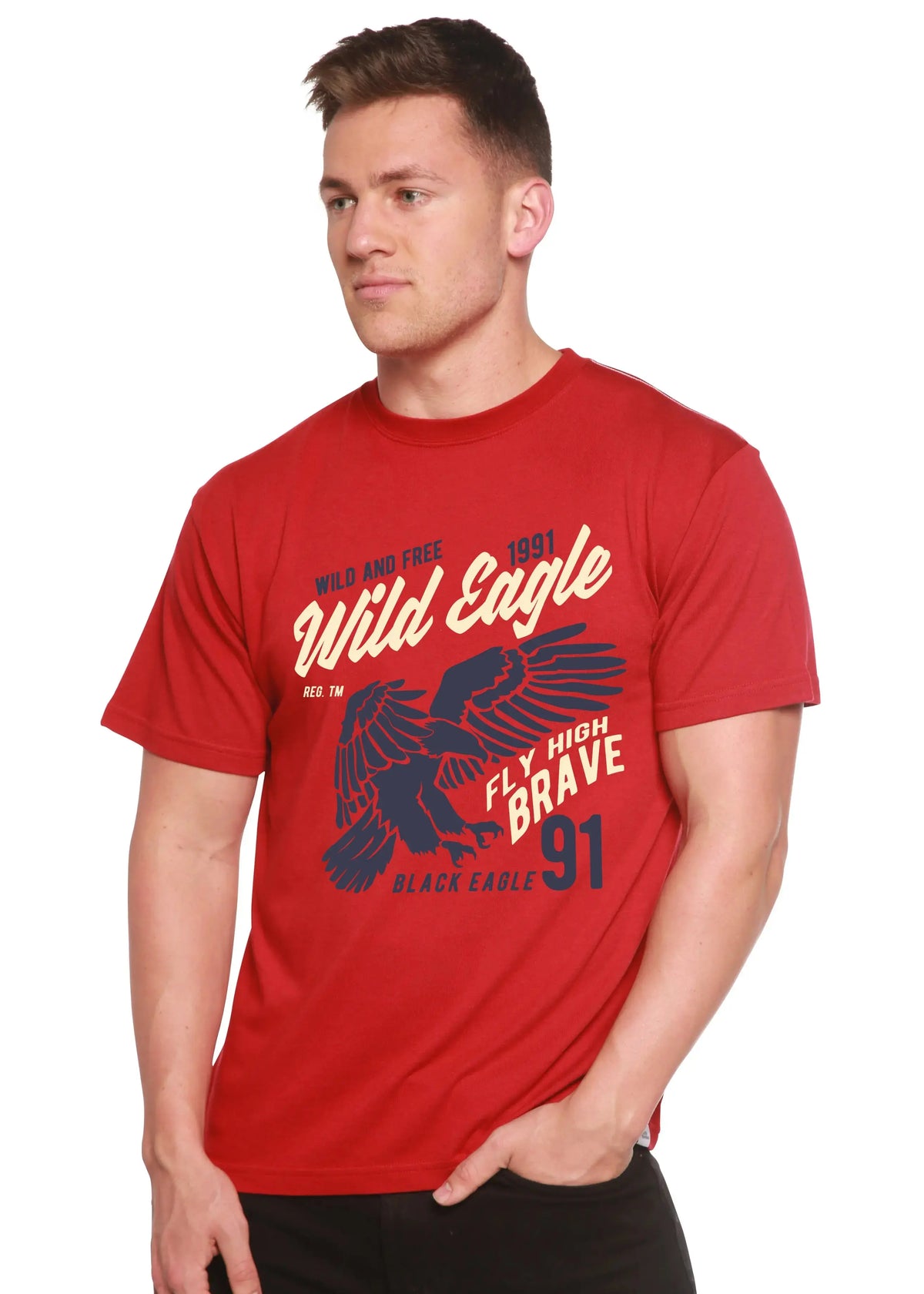 Wild Eagle Spun Bamboo® Men's Bamboo Viscose/Organic Cotton Short Sleeve Graphic T-Shirt Spun Bamboo