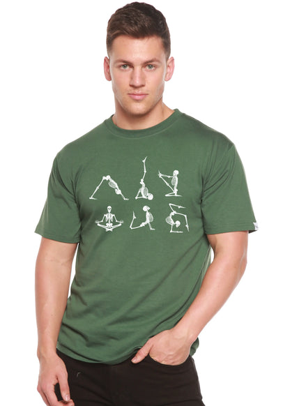 Halloween Skeleton Namaste Men's Bamboo Viscose/Organic Cotton Short Sleeve Graphic T-Shirt Spun Bamboo