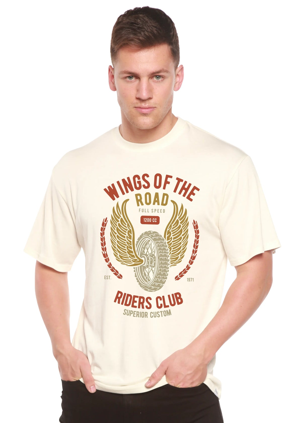 Wings Of The Road Spun Bamboo® Men's Bamboo Viscose/Organic Cotton Short Sleeve Graphic T-Shirt Spun Bamboo