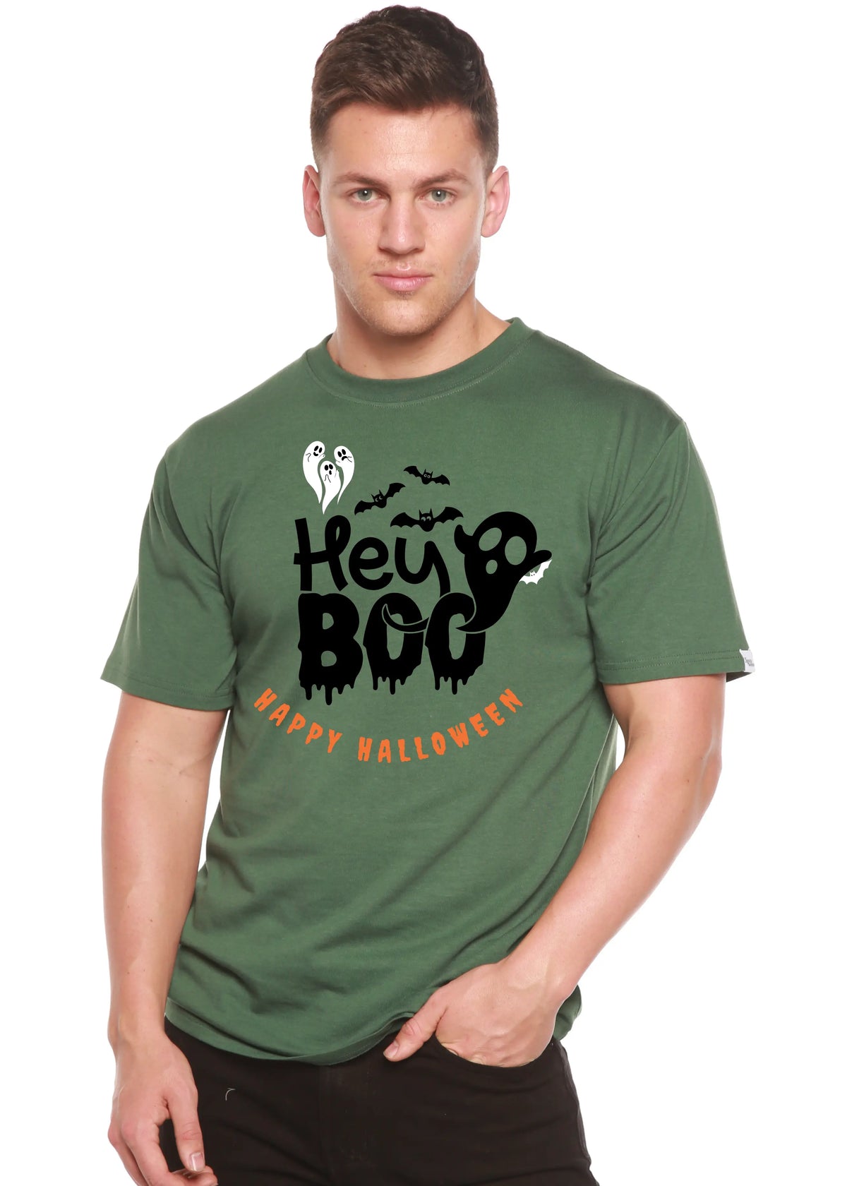 Hey Boo Men's Bamboo Viscose/Organic Cotton Short Sleeve Graphic T-Shirt Spun Bamboo