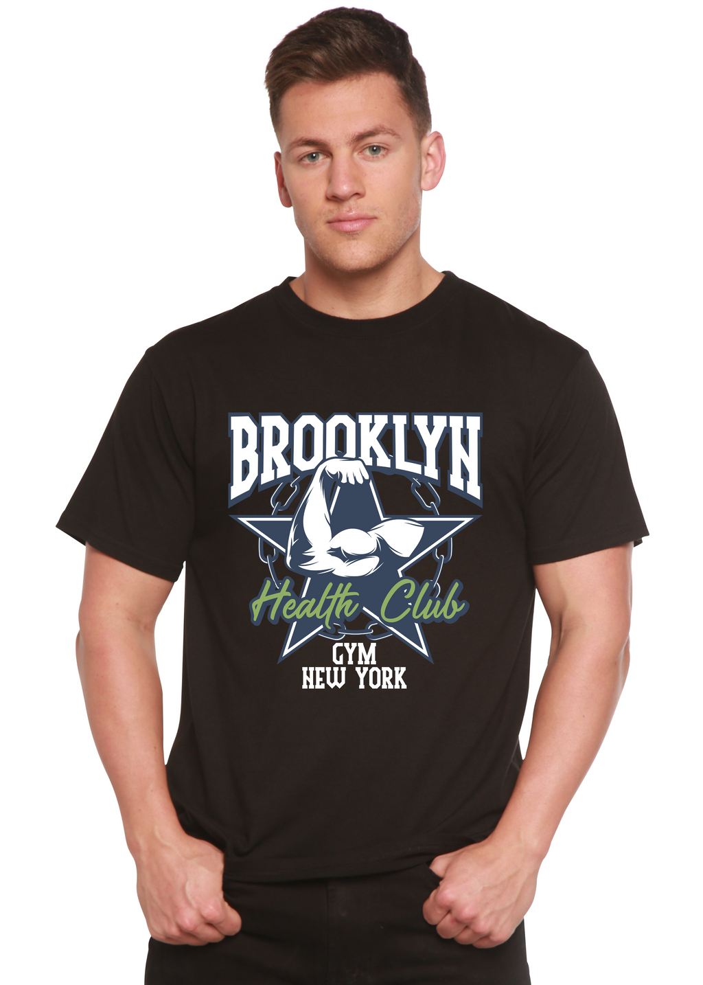 Brooklyn Health Club Men's Bamboo Viscose/Organic Cotton Short Sleeve Graphic T-Shirt Spun Bamboo