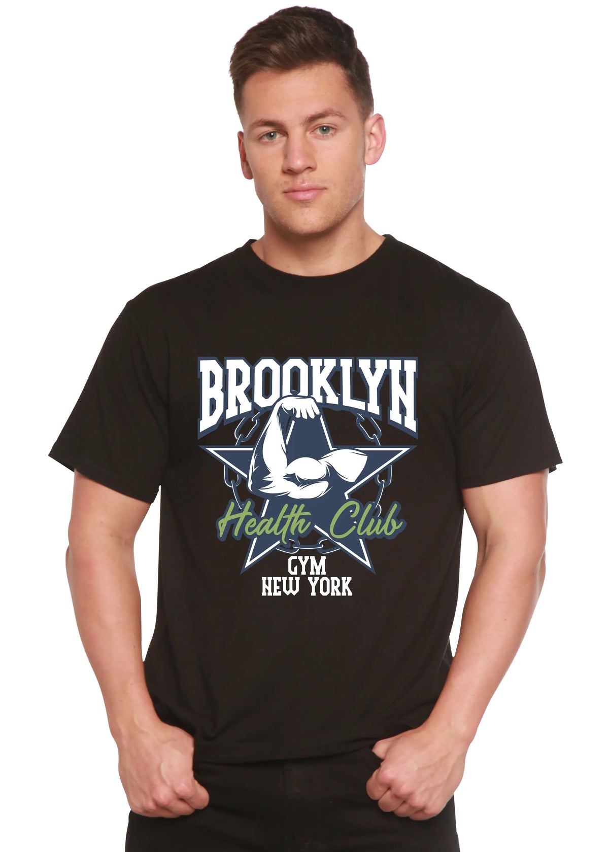 Brooklyn Health Club Men's Bamboo Viscose/Organic Cotton Short Sleeve Graphic T-Shirt Spun Bamboo