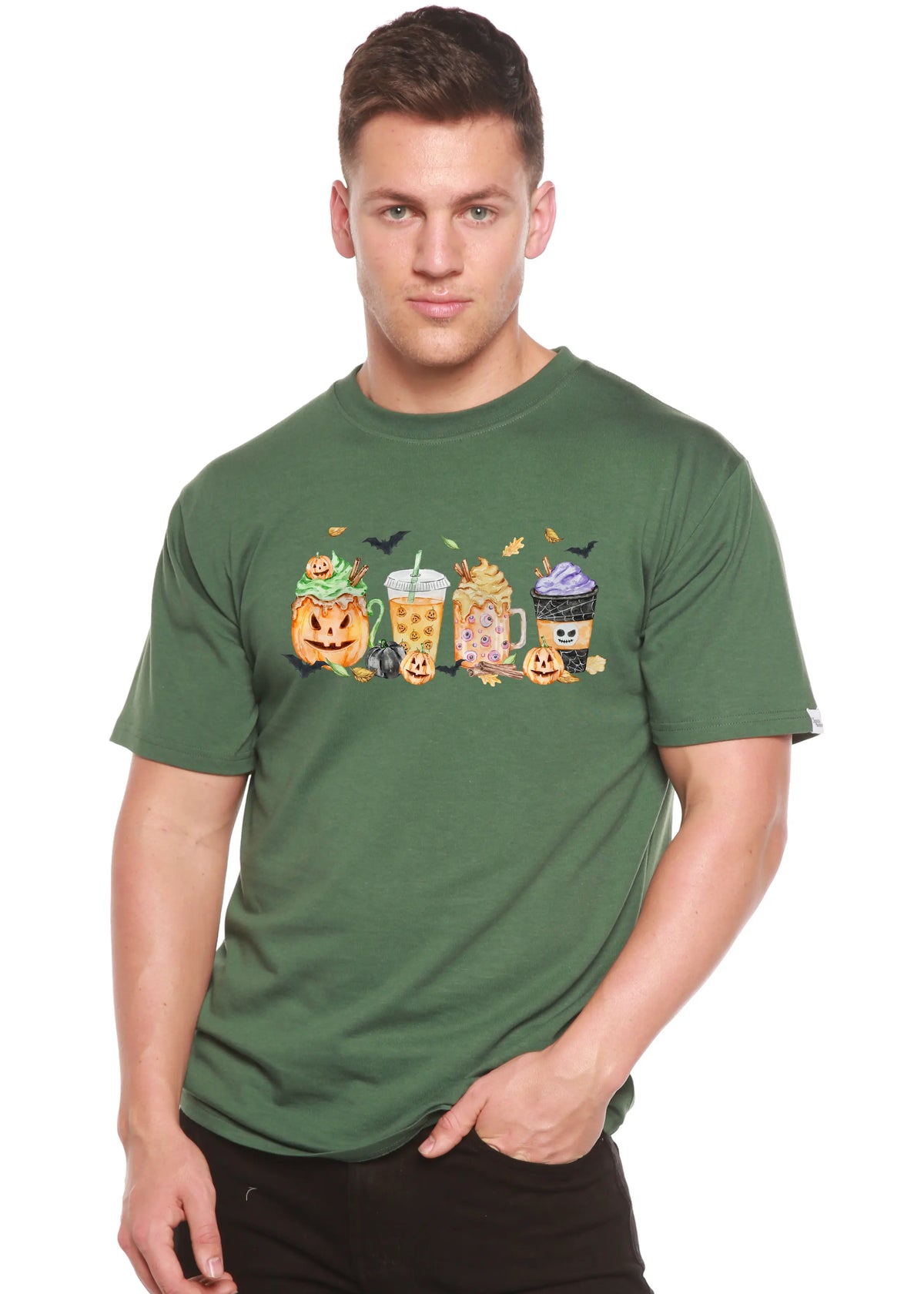 Happy Halloween Men's Bamboo Viscose/Organic Cotton Short Sleeve Graphic T-Shirt Spun Bamboo