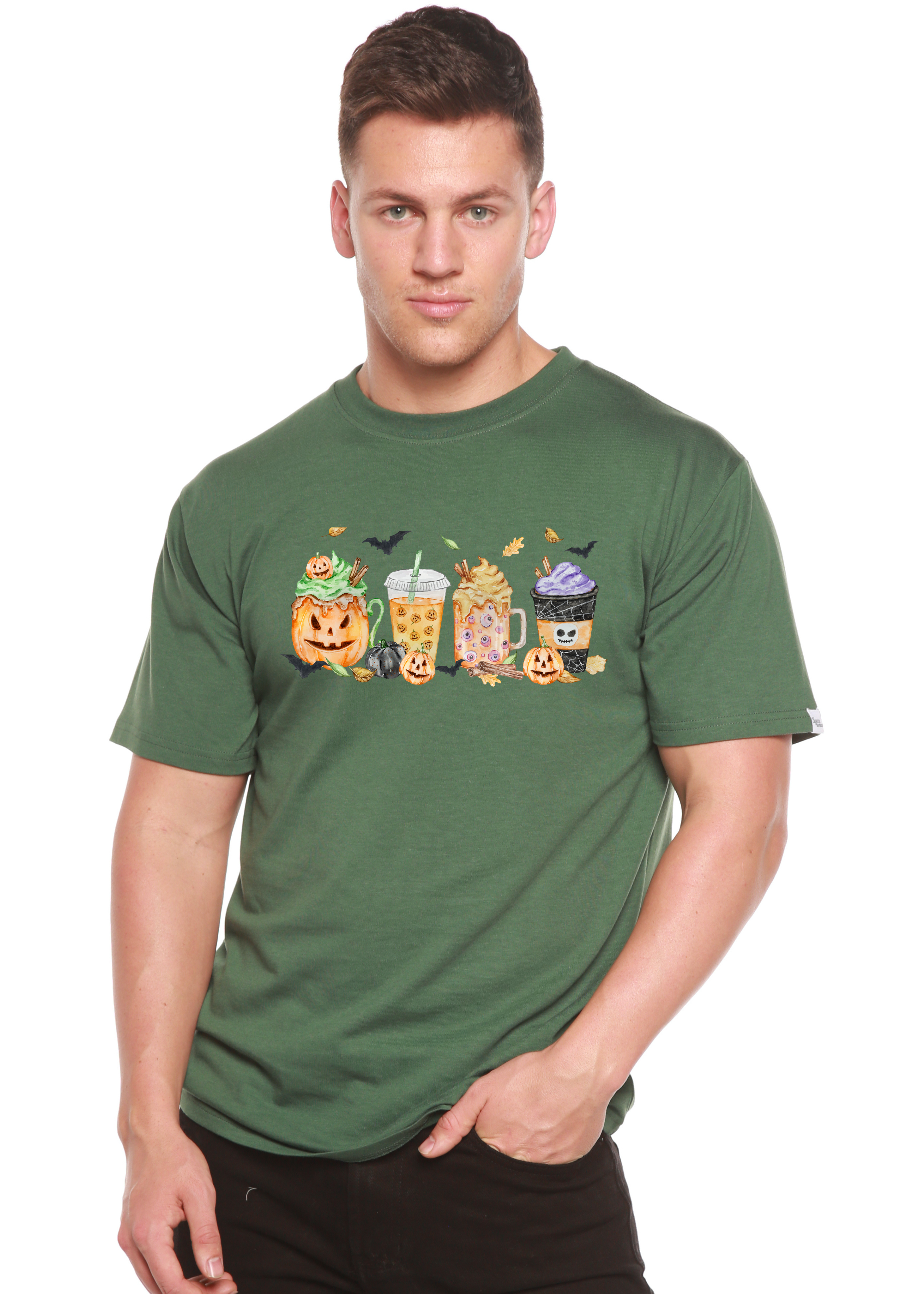 Happy Halloween Men's Bamboo Viscose/Organic Cotton Short Sleeve Graphic T-Shirt Spun Bamboo