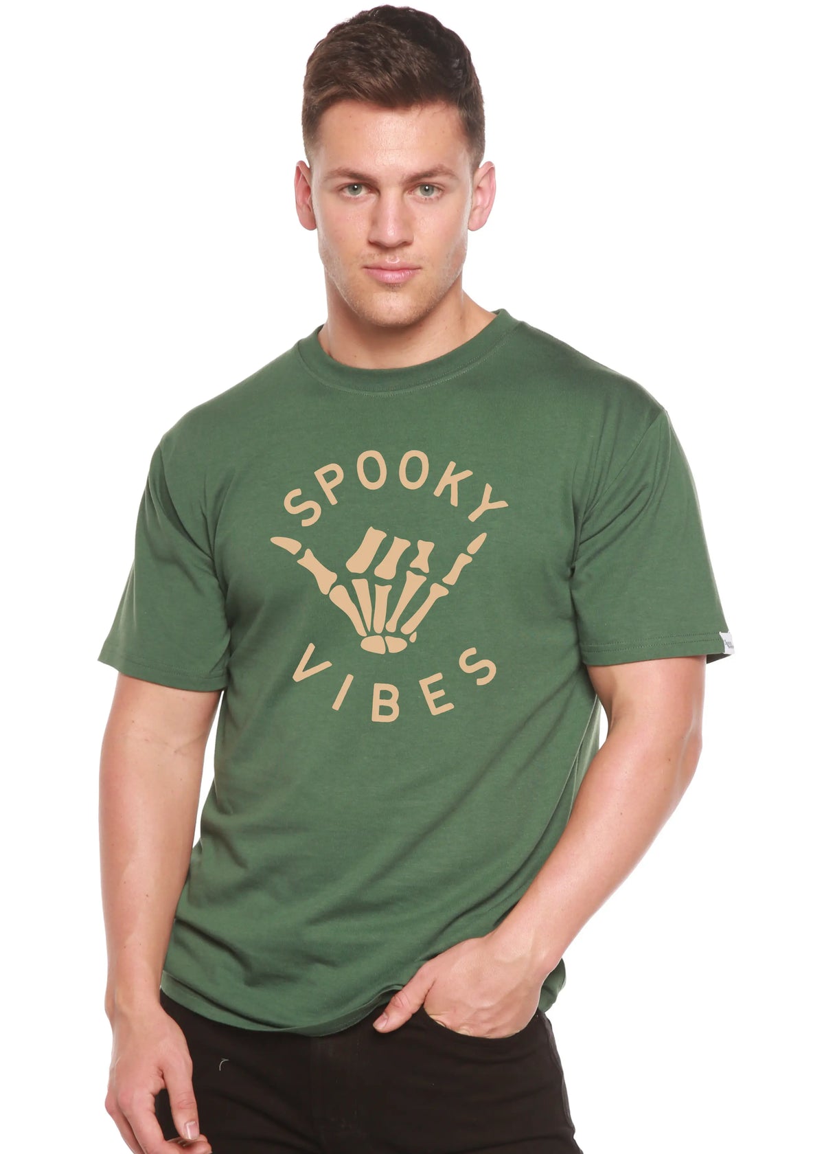 Spooky Vibes Men's Bamboo Viscose/Organic Cotton Short Sleeve Graphic T-Shirt Spun Bamboo