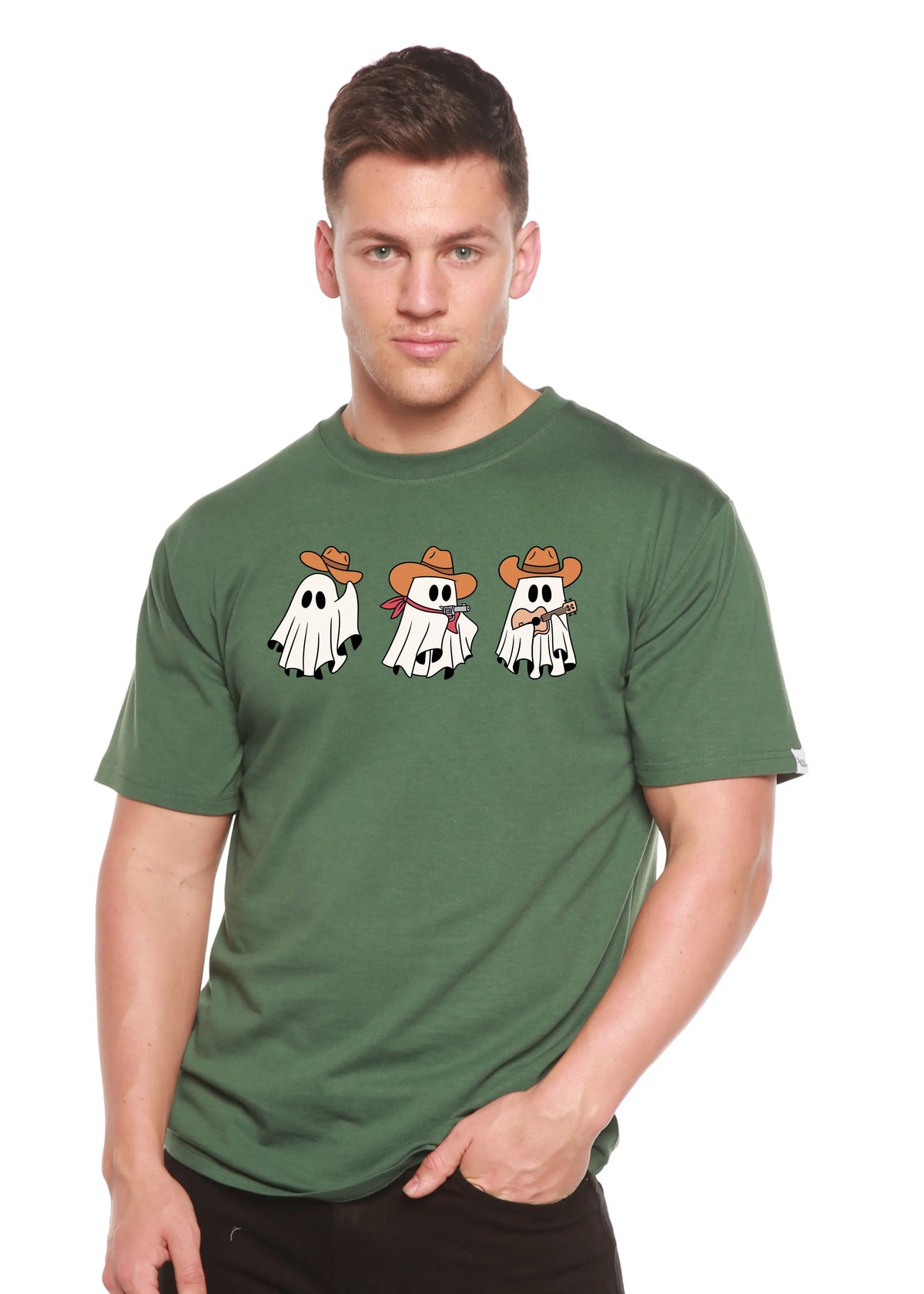 Cowboy Ghosts Unisex Bamboo Viscose/Organic Cotton Short Sleeve Graphic T-Shirt Spun Bamboo