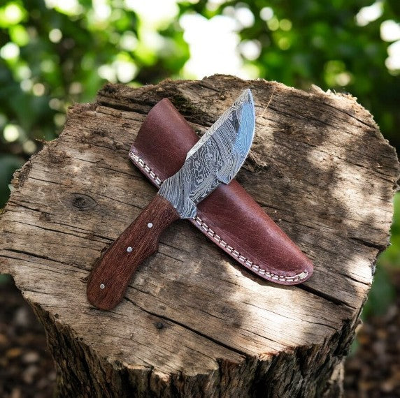 Custom Handmade Damascus Hunting Knife with Rosewood Handle Damascus Knife Store