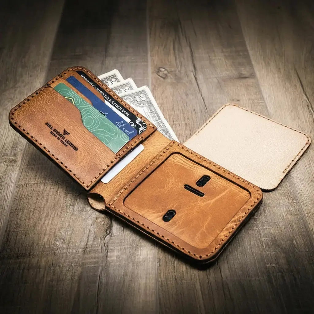 Badge Bifold Wallet Bull Sheath Leather