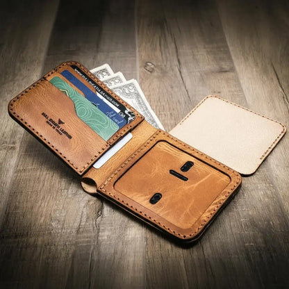 Badge Bifold Wallet Bull Sheath Leather