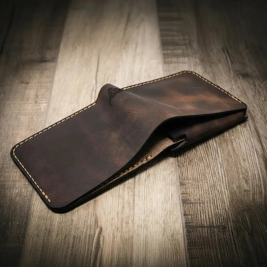 Badge Bifold Wallet Bull Sheath Leather