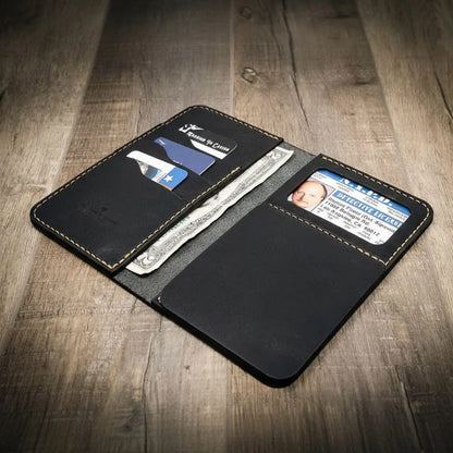Badge Long Wallet Bull Sheath Leather