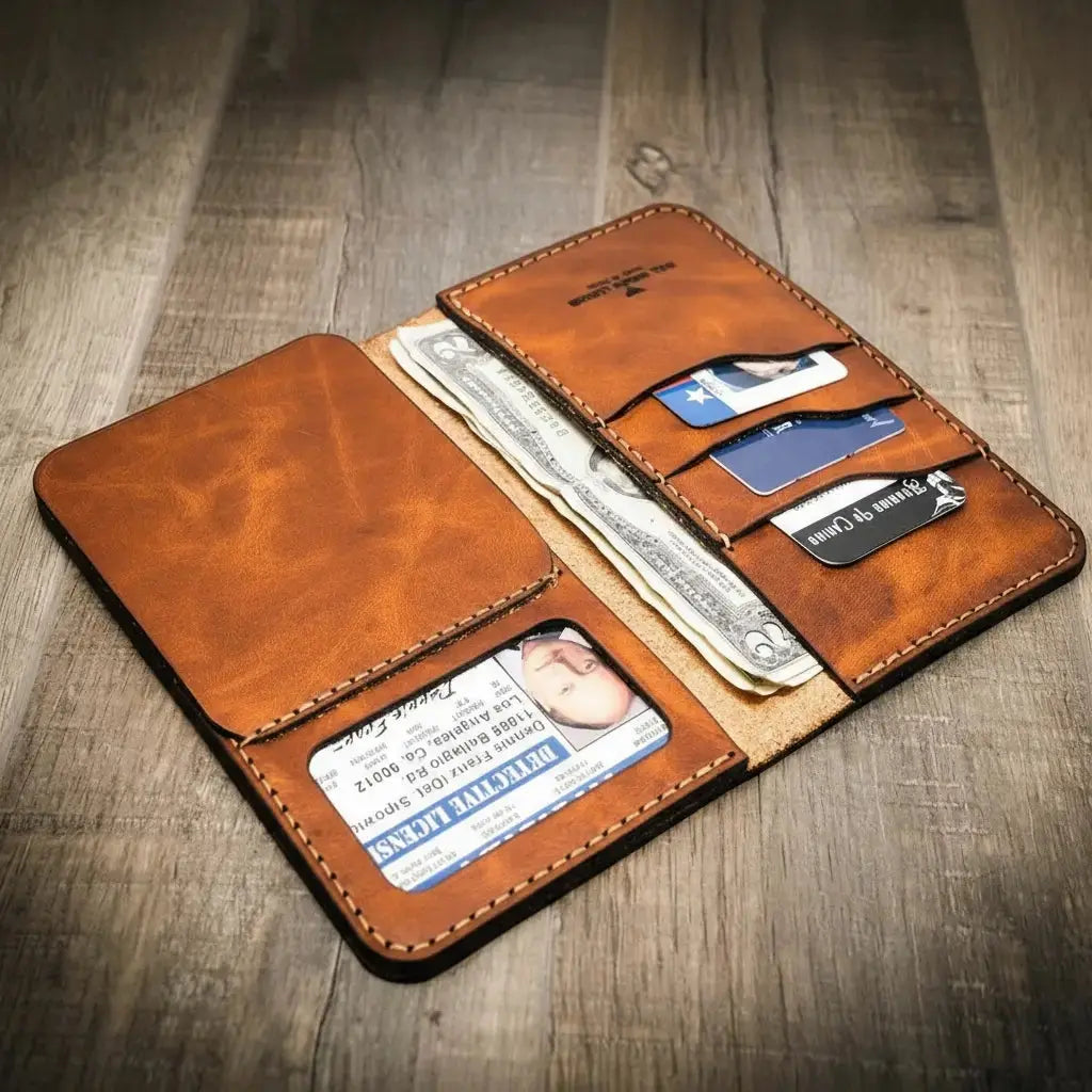 Badge Long Wallet Bull Sheath Leather