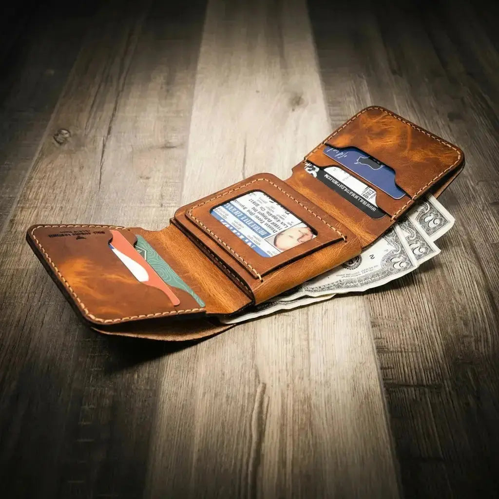 Badge Trifold Wallet Bull Sheath Leather