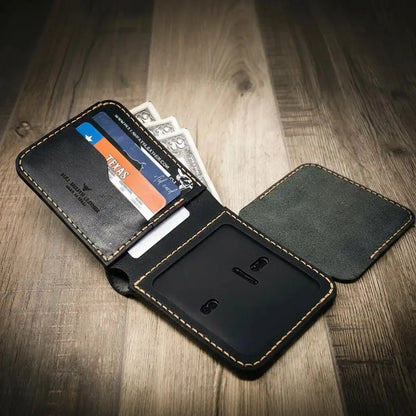 Badge Bifold Wallet Bull Sheath Leather