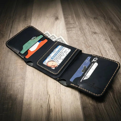 Badge Trifold Wallet Bull Sheath Leather