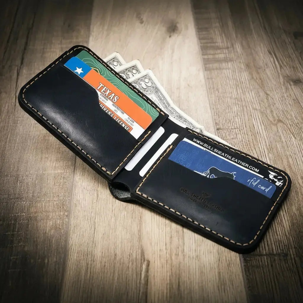 Western Bifold Wallet Bull Sheath Leather