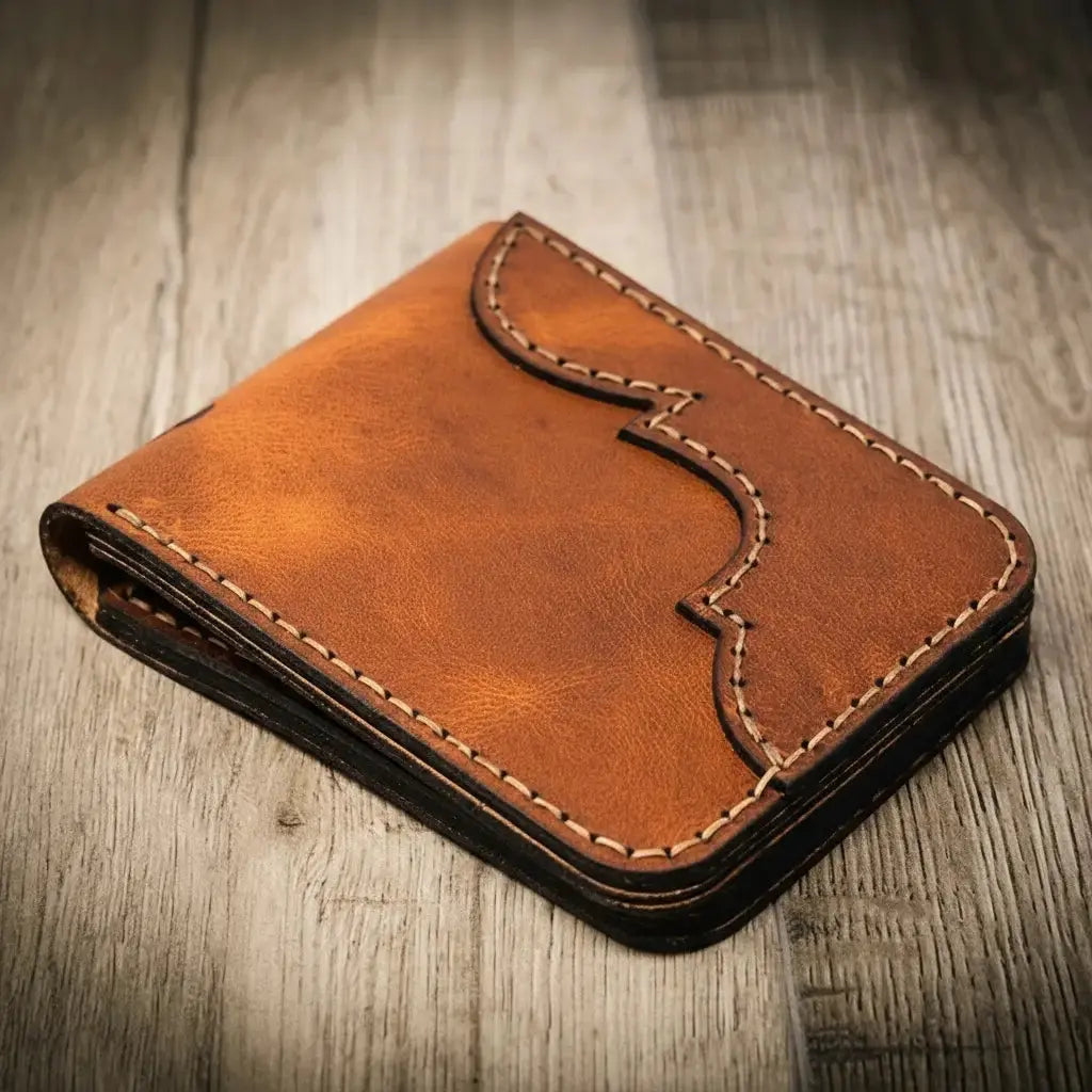 Western Bifold Wallet Bull Sheath Leather