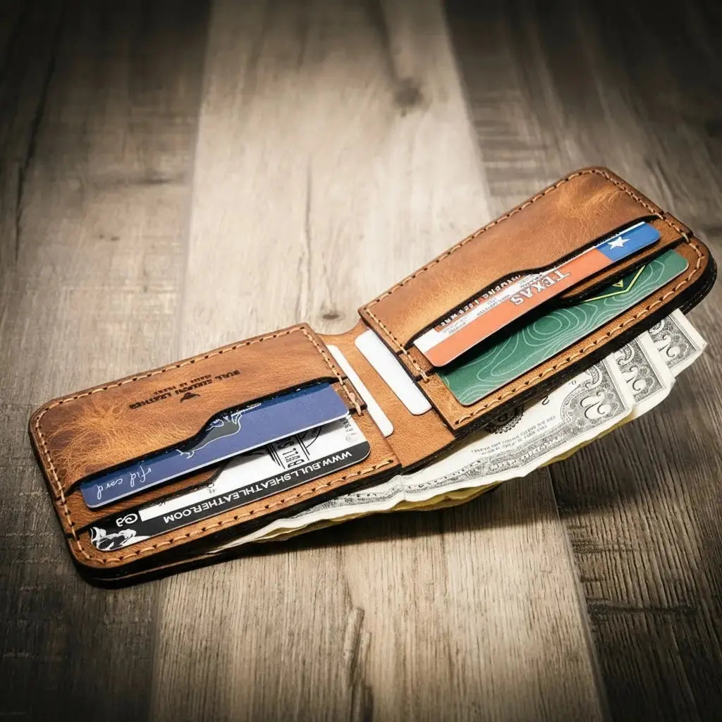 Western Bifold Wallet Bull Sheath Leather