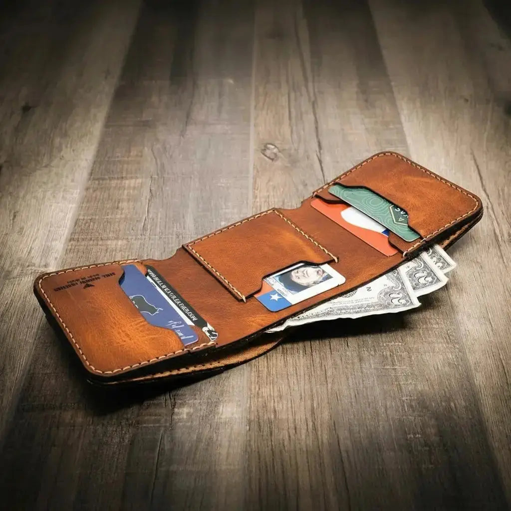 Western Trifold Wallet Bull Sheath Leather