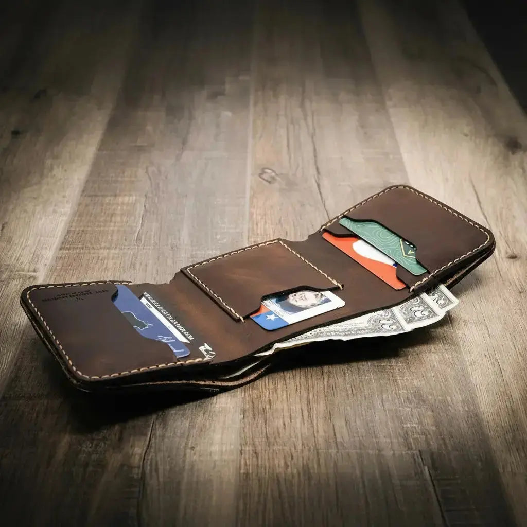 Western Trifold Wallet Bull Sheath Leather