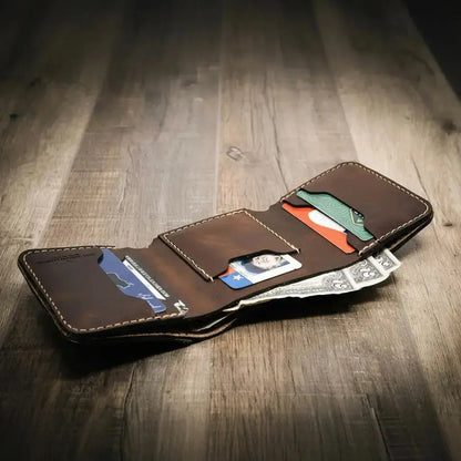 Western Trifold Wallet Bull Sheath Leather
