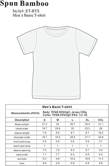 Clearance Men's Bamboo Short Sleeve Contrast Stitch T-Shirt Spun Bamboo