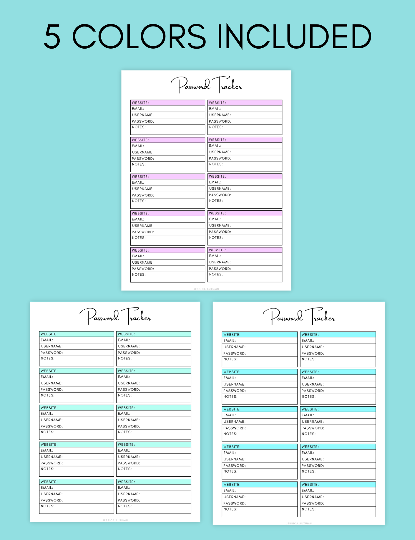 Password Tracker Jessica Autumn