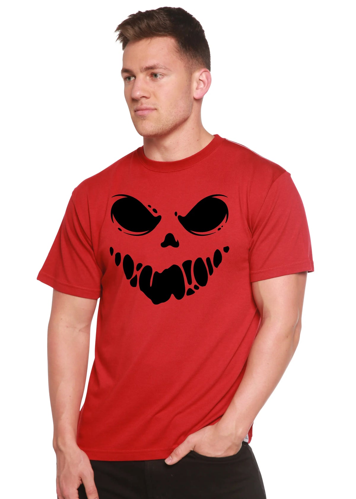 Halloween Boo Men's Bamboo Viscose/Organic Cotton Short Sleeve Graphic T-Shirt Spun Bamboo