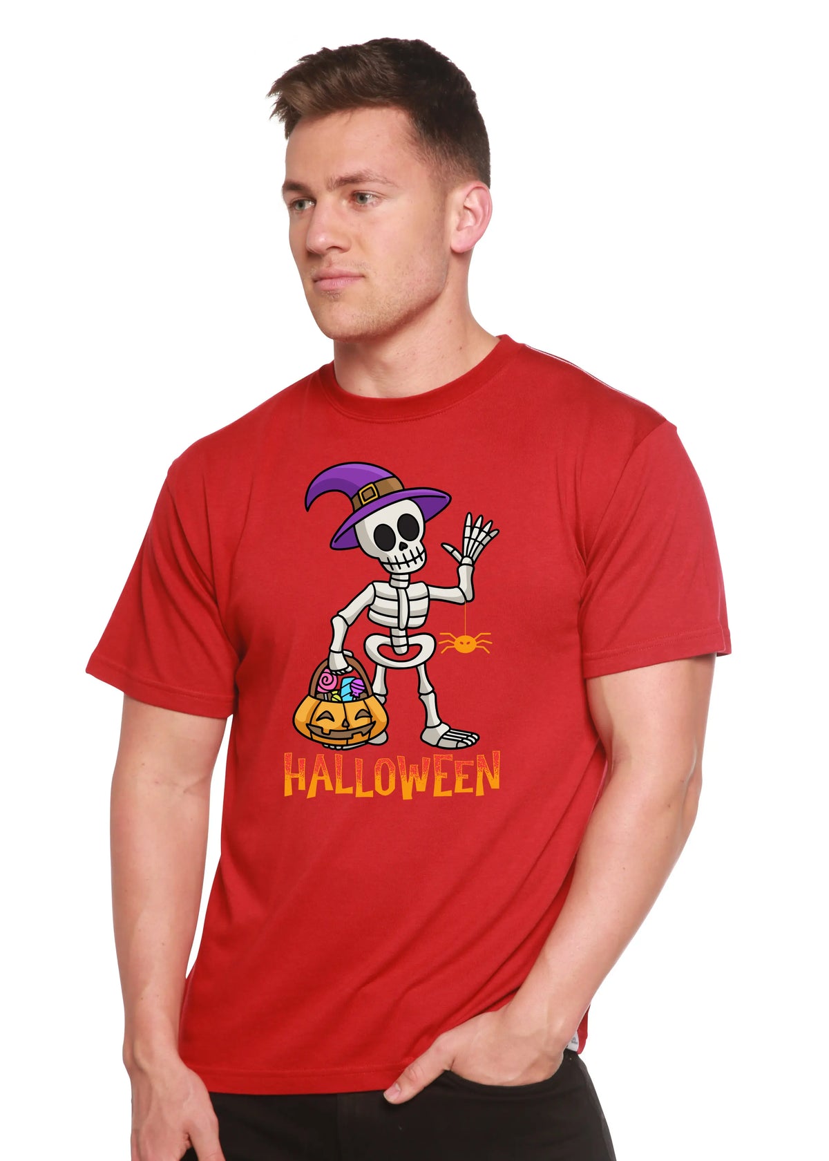 Happy Halloween Unisex Bamboo Viscose/Organic Cotton Short Sleeve Graphic T-Shirt Spun Bamboo