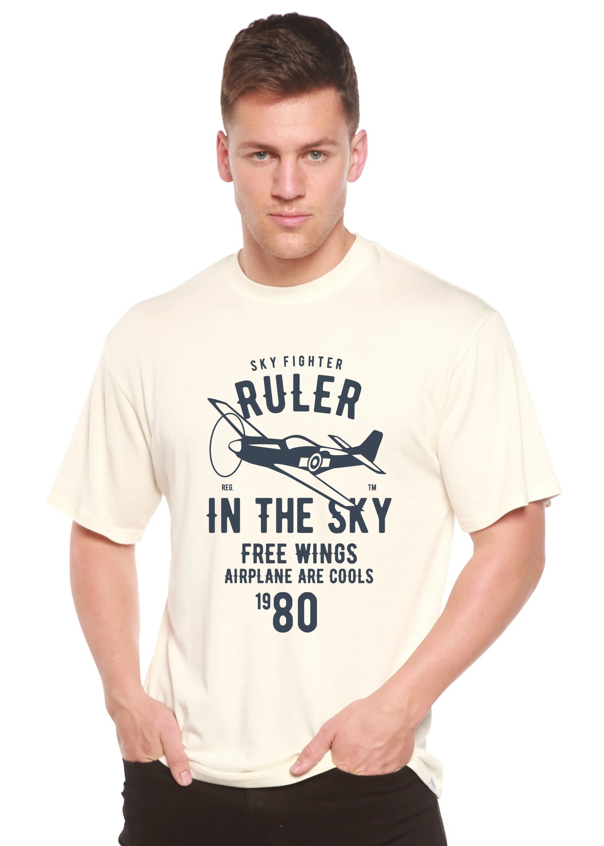 Ruler In The Sky Spun Bamboo® Men's Bamboo Viscose/Organic Cotton Short Sleeve Graphic T-Shirt Spun Bamboo