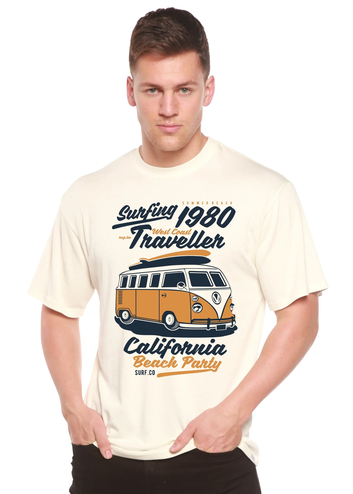 Surfing 1980 Spun Bamboo® Men's Bamboo Viscose/Organic Cotton Short Sleeve Graphic T-Shirt Spun Bamboo