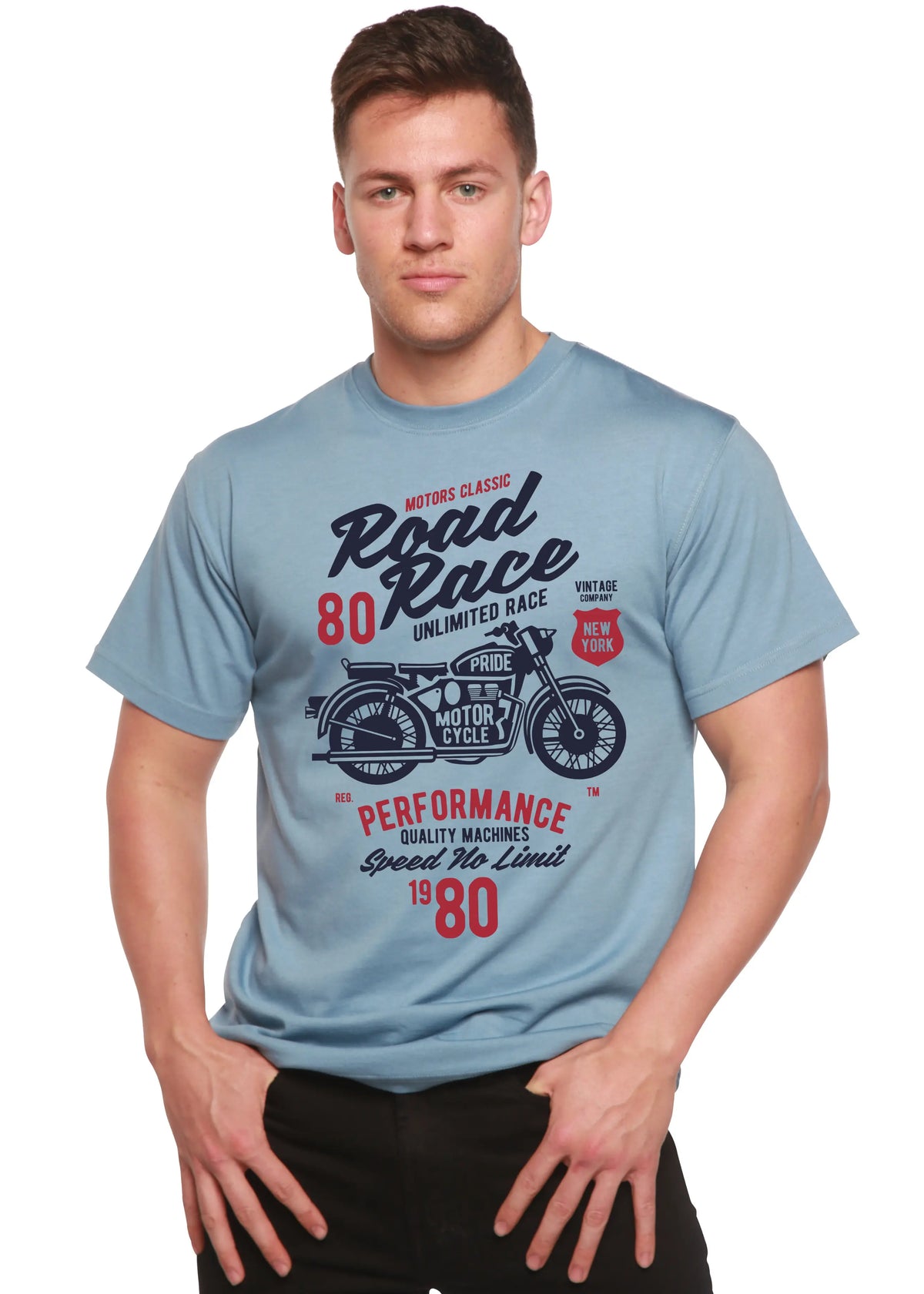 Road Race Motorcycles Spun Bamboo® Men's Bamboo Viscose/Organic Cotton Short Sleeve Graphic T-Shirt Spun Bamboo
