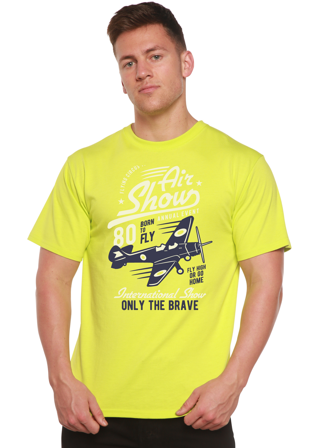 Air Show Men's Bamboo Viscose/Organic Cotton Short Sleeve Graphic T-Shirt Spun Bamboo