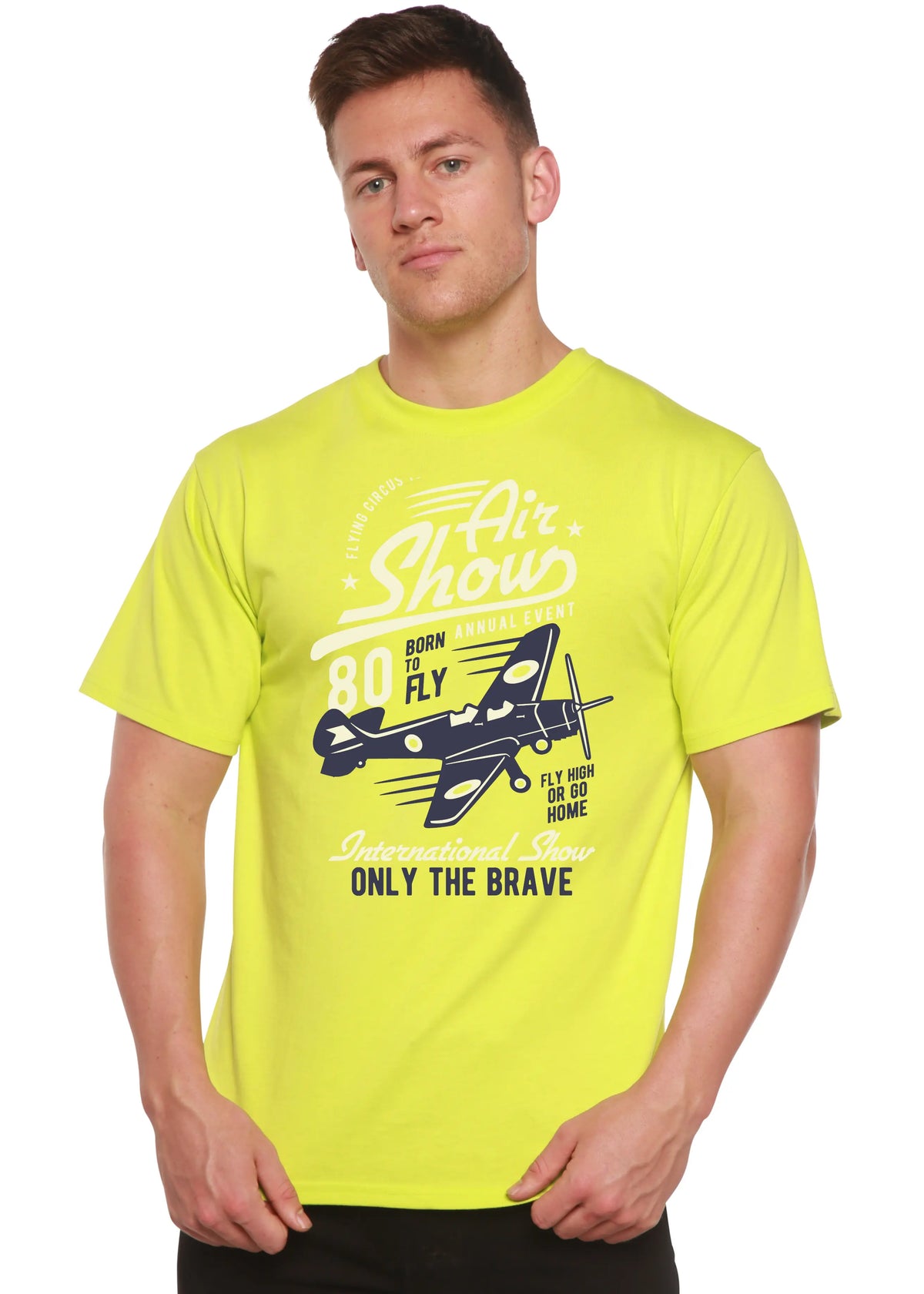 Air Show Men's Bamboo Viscose/Organic Cotton Short Sleeve Graphic T-Shirt Spun Bamboo
