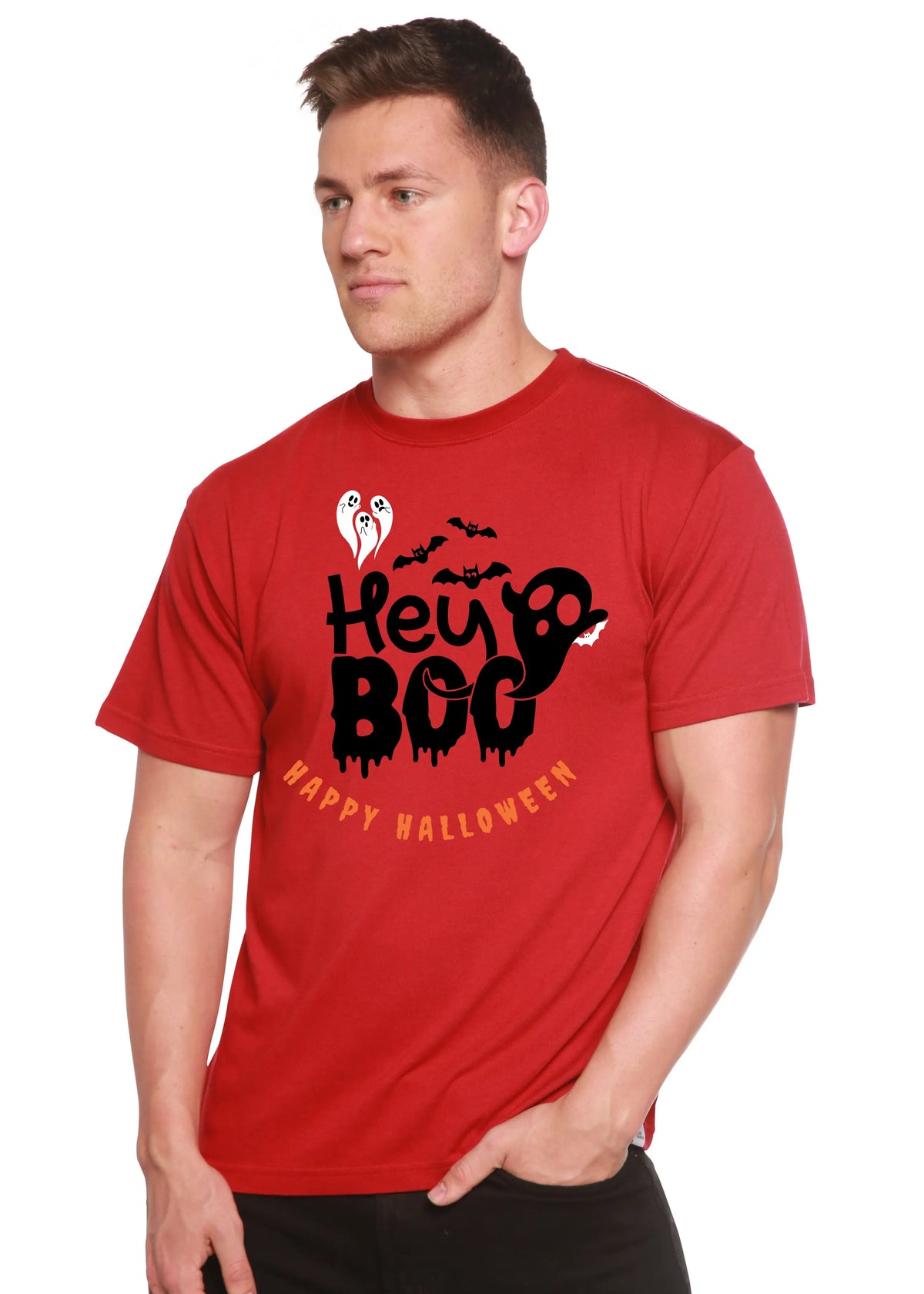 Hey Boo Men's Bamboo Viscose/Organic Cotton Short Sleeve Graphic T-Shirt Spun Bamboo