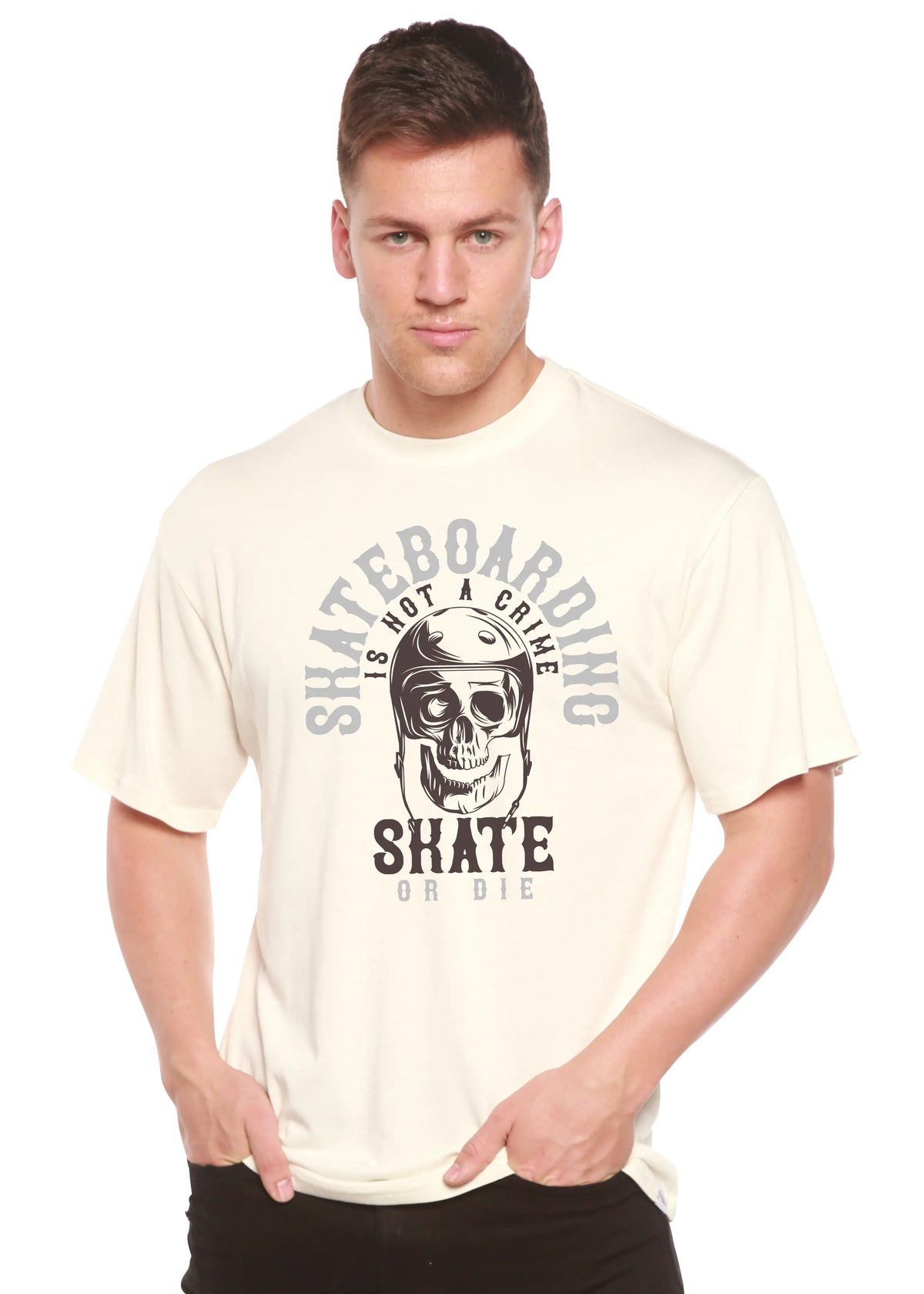 Skate Boarding Men's Bamboo Viscose/Organic Cotton Short Sleeve Graphic T-Shirt Spun Bamboo