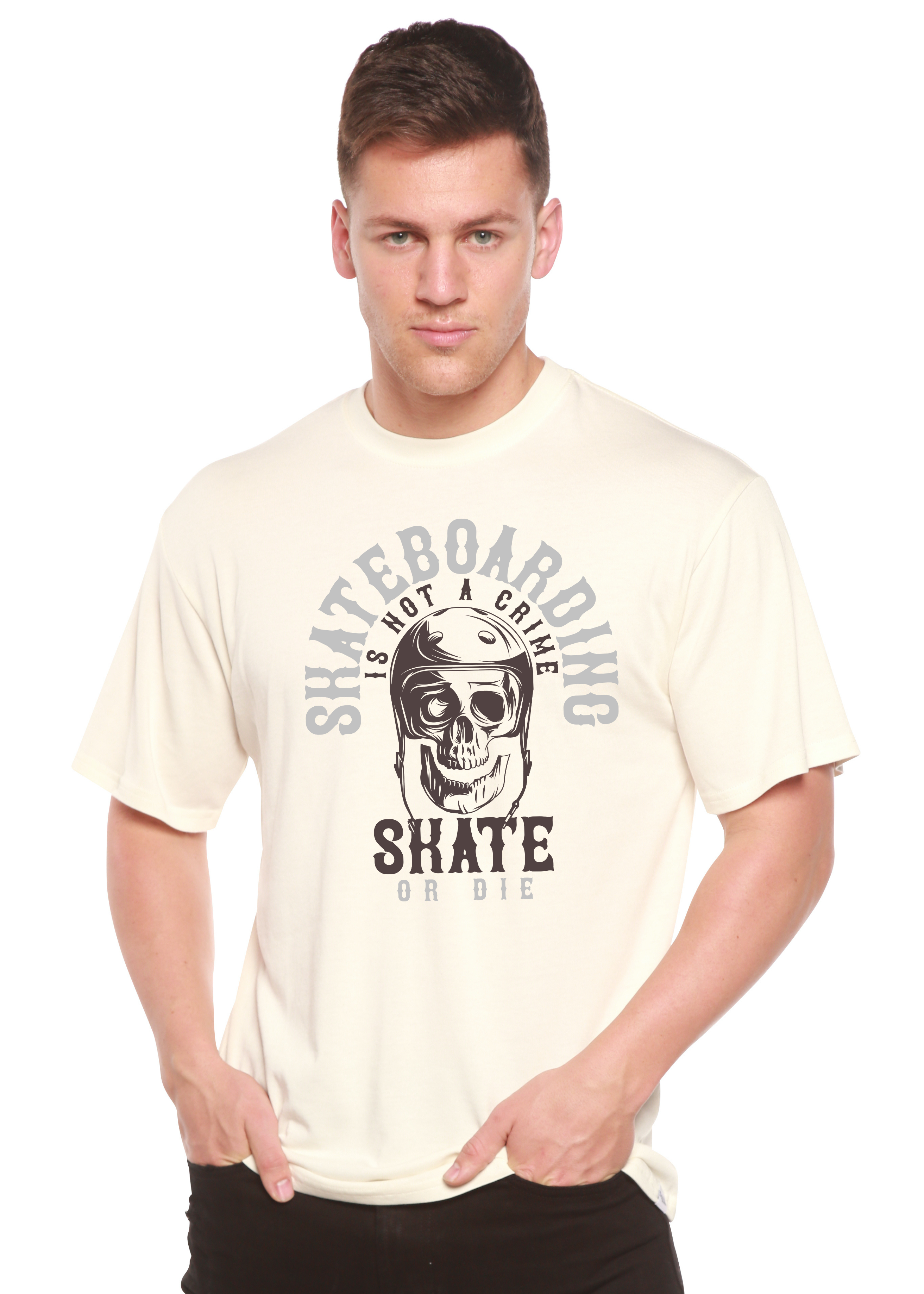 Skate Boarding Men's Bamboo Viscose/Organic Cotton Short Sleeve Graphic T-Shirt Spun Bamboo