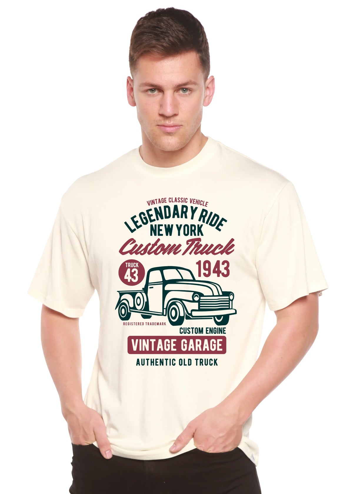 Legendary Ride Custom Truck Men's Bamboo Viscose/Organic Cotton Short Sleeve Graphic T-Shirt Spun Bamboo