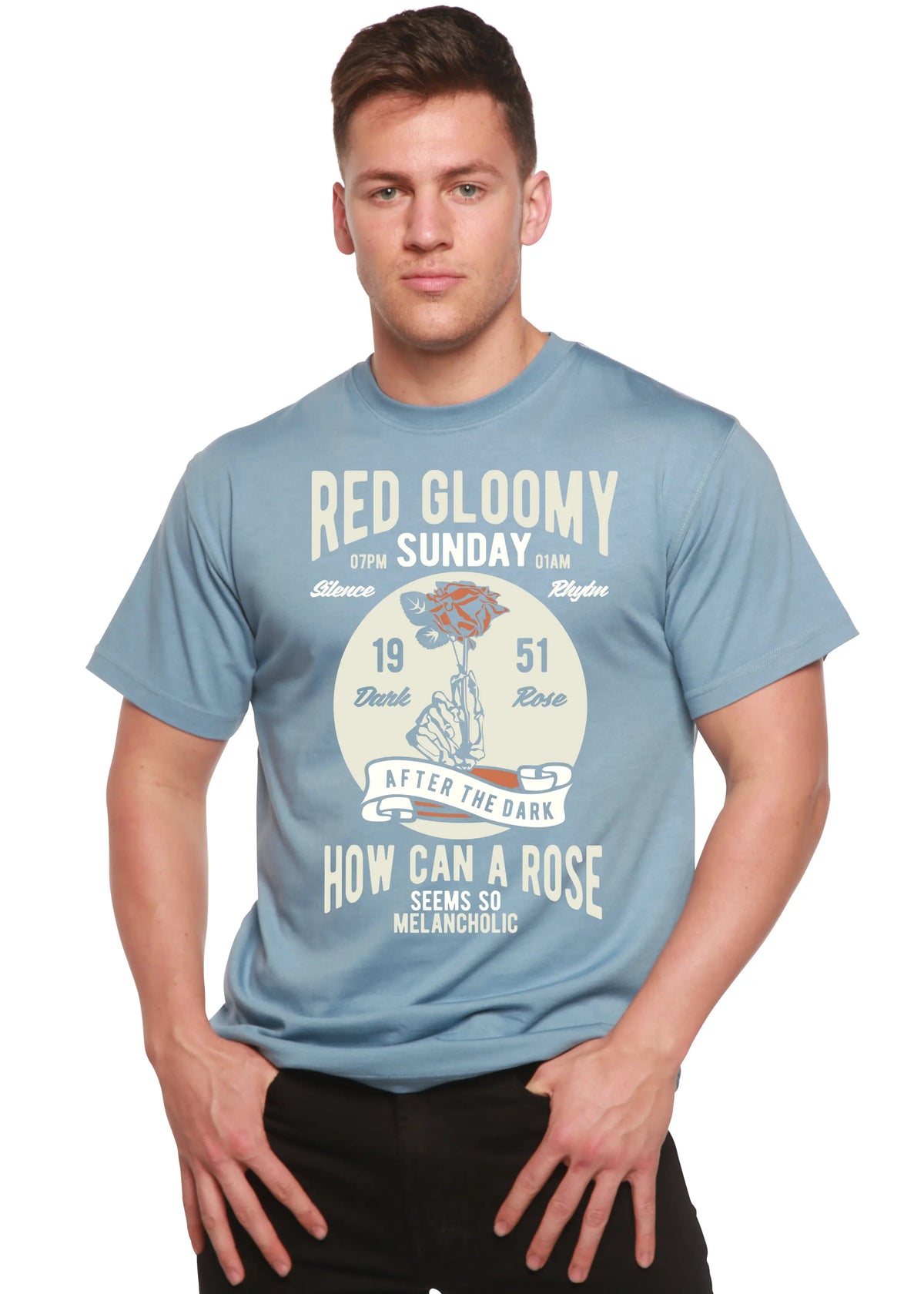 Red Gloomy Spun Bamboo® Men's Bamboo Viscose/Organic Cotton Short Sleeve Graphic T-Shirt Spun Bamboo