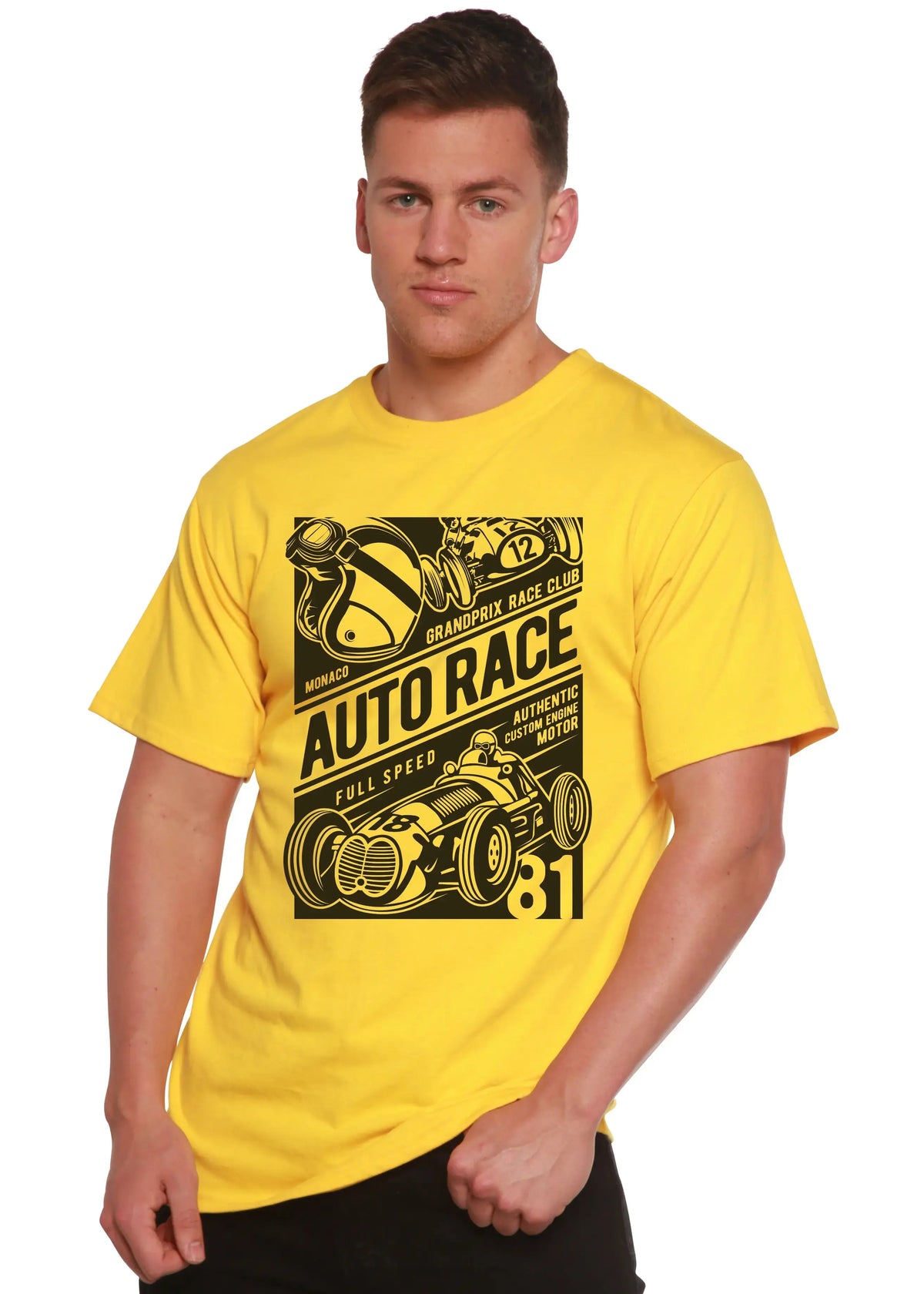 Auto Race Men's Bamboo Viscose/Organic Cotton Short Sleeve Graphic T-Shirt Spun Bamboo