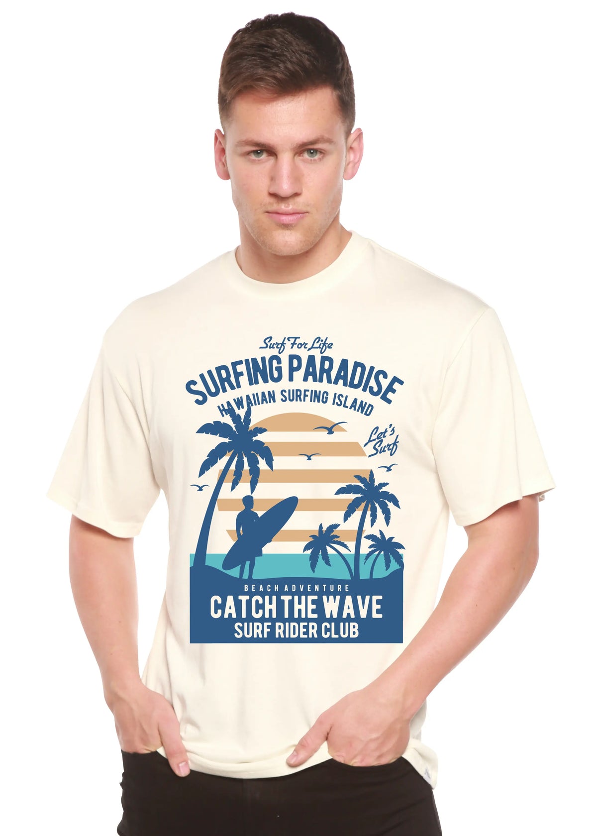 Surfing Paradis Spun Bamboo® Men's Bamboo Viscose/Organic Cotton Short Sleeve Graphic T-Shirt Spun Bamboo