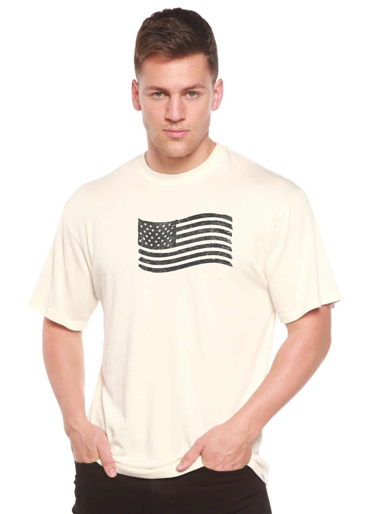 American Flag Men's Bamboo Short Sleeve Graphic T-Shirt Spun Bamboo