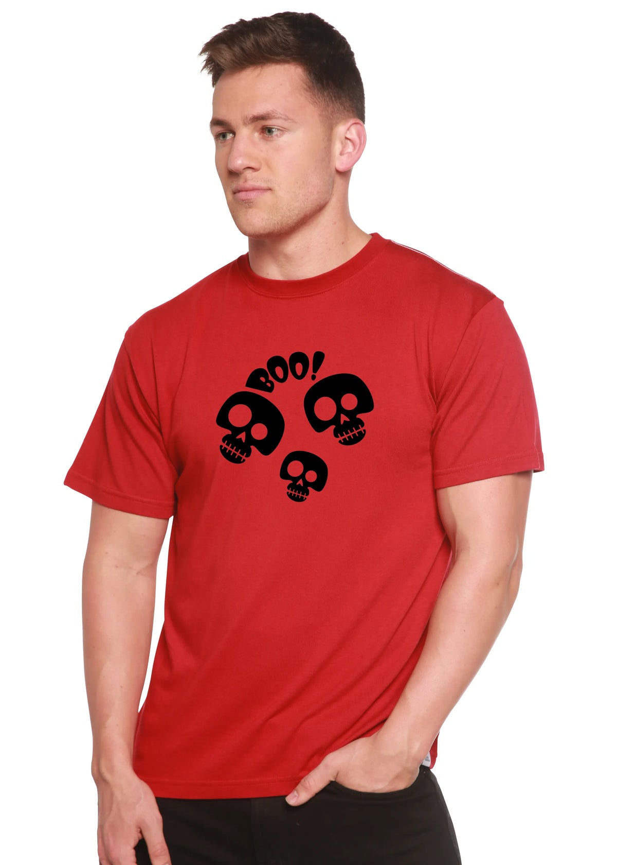 Halloween Boo Unisex Bamboo Viscose/Organic Cotton Short Sleeve Graphic T-Shirt Spun Bamboo